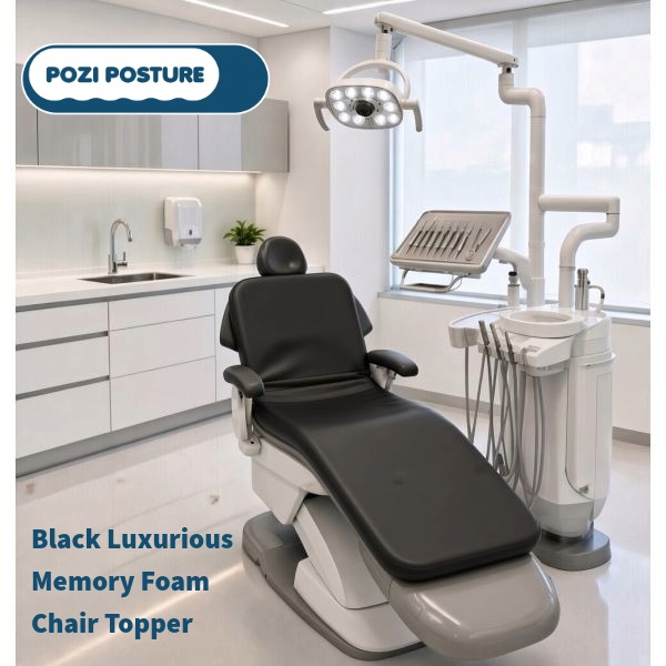 Pozi Posture Black Luxurious Memory Foam Long Chair Pad