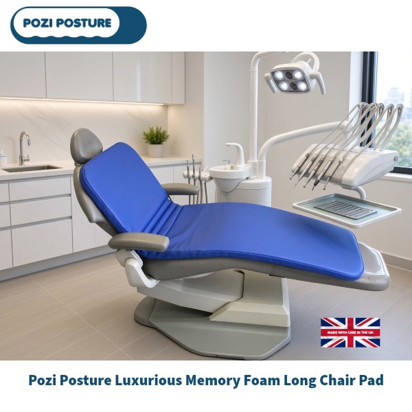 Pozi Posture Blue Luxurious Memory Foam Long Chair Pad