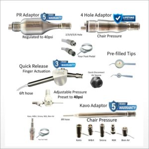 EtchMaster Adaptor choices EtchMaster Dental Air Abrasion & Prophy TIps Small & Large